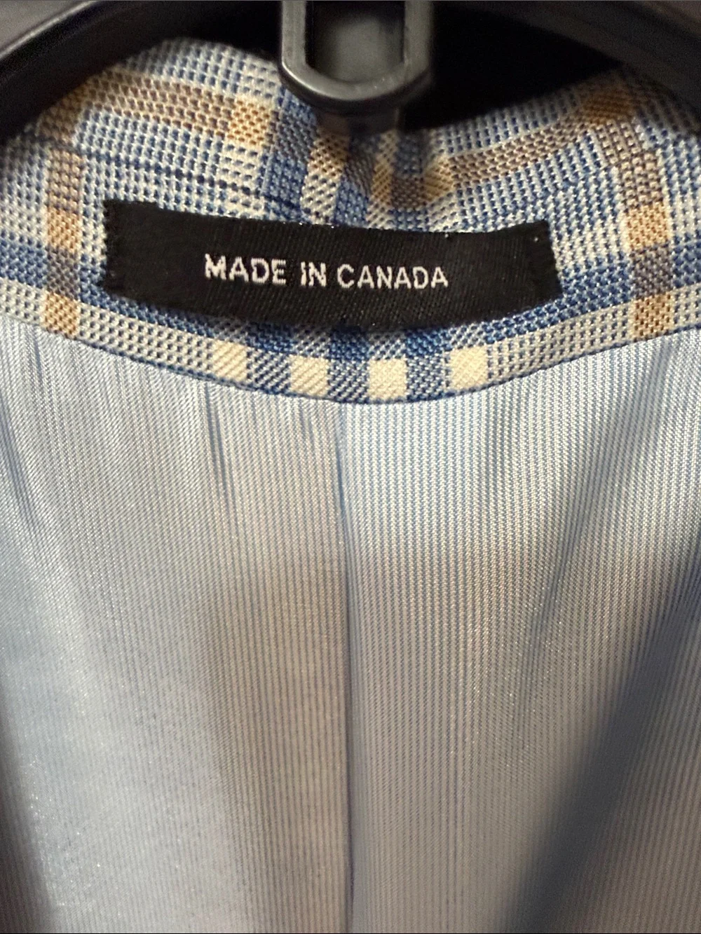 Light Blue Plaid Men's Sport Coat with Tan Windowpane